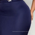 New Arrival Blue Bodycon Pencil Dress V Neck Ruffle Sleeve Empire Plus Size Package Hip Office Lady Career Dresses XXL